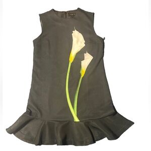 Victoria Beckham Women’s M New W Tags Calla Lily Satin Ruffle Hem Shift Dress